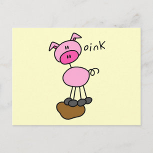 Strichmännchen Schweineschirme und -geschenke Postkarte