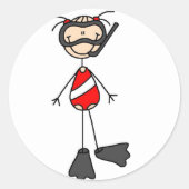 Strichmännchen Schwimmaufkleber Runder Aufkleber (Vorderseite)