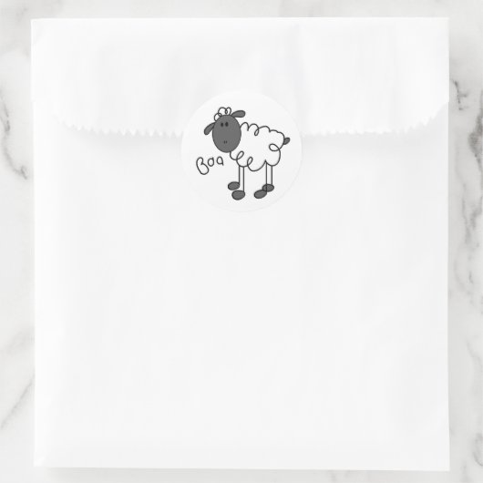 Strichmännchen Sheep Runder Aufkleber (Tasche)