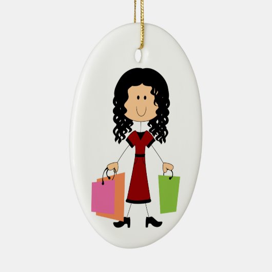 Strichmännchen Shopping Keramik Ornament (Rechts)