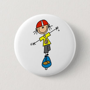 Strichmännchen Skateboarder Button