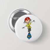 Strichmännchen Skateboarder Button (Vorne & Hinten)