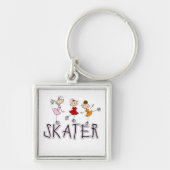 Strichmännchen-Skater-T-Shirts und Geschenke Schlüsselanhänger (Vorne)