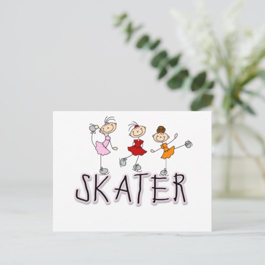 Strichmännchen Skater Tshirts und Geschenke Postkarte (Stehend Vorderseite)