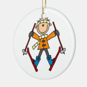 Strichmännchen Skier T - Shirt und Geschenke Keramikornament (Links)