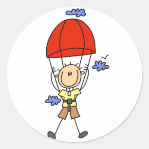 Strichmännchen Sky Diver Tshirts und Geschenke Runder Aufkleber