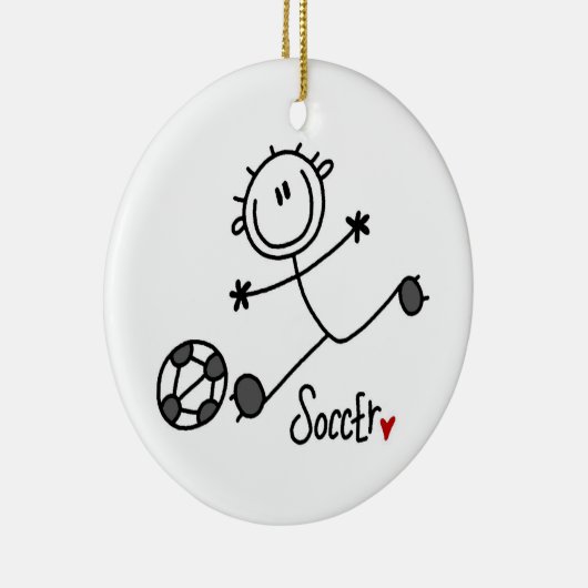 Strichmännchen Soccer Player T - Shirt und Geschen Keramik Ornament (Rechts)