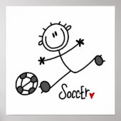 Strichmännchen Soccer Player T - Shirt und Geschen Poster (Vorne)