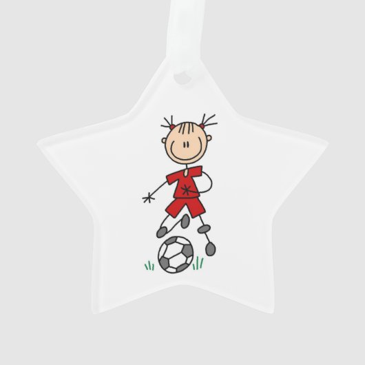 Strichmännchen Soccer Red Uniform Akronylic Orname Ornament (Rückseite)