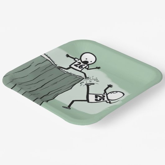 Strichmännchen Spaß für das neue Jahr 2026 Pappteller (Gewinkelt)