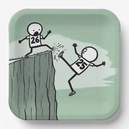 Strichmännchen Spaß für das neue Jahr 2026 Pappteller (Vorderseite)