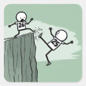 Strichmännchen Spaß für das neue Jahr 2026 Quadratischer Aufkleber (Vorderseite)