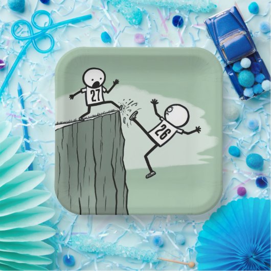 Strichmännchen Spaß für das neue Jahr 2027 Pappteller (Party)