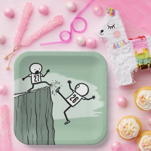 Strichmännchen Spaß für das neue Jahr 2027 Pappteller (Party)