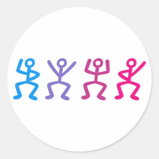 Strichmännchen stick figures runder aufkleber (Vorderseite)