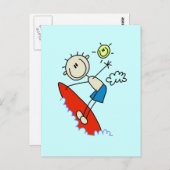 Strichmännchen Surfer Boy Tshirts und Geschenke Postkarte (Vorne/Hinten)