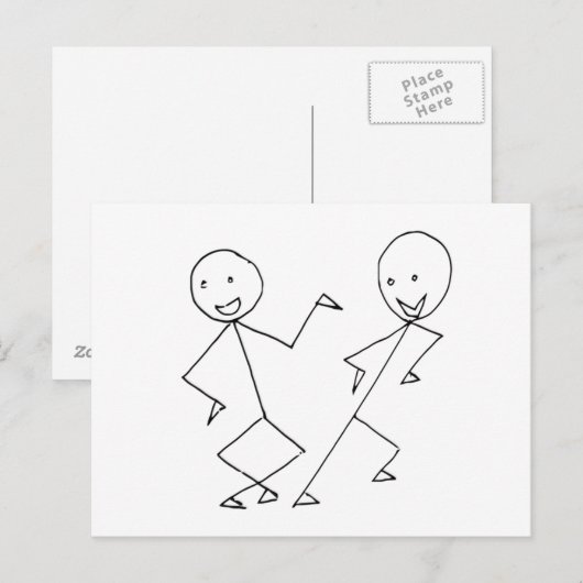 Strichmännchen tanzen postkarte (Vorne/Hinten)