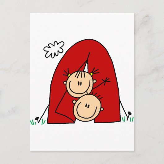 Strichmännchen Tenting Tshirts und Geschenke Postkarte (Vorderseite)