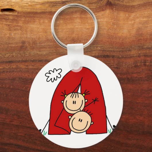 Strichmännchen Tenting Tshirts und Geschenke Schlüsselanhänger (Vorderseite)