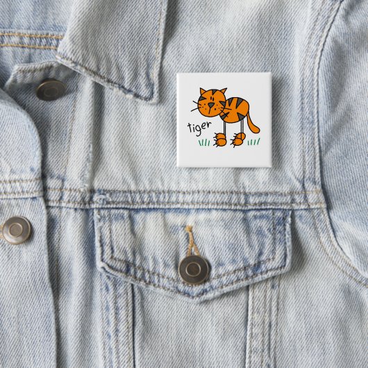Strichmännchen-Tiger-T - Shirts und Geschenke Button (Beispiel)