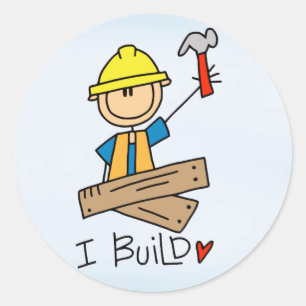 Strichmännchen-Tischler Runder Aufkleber