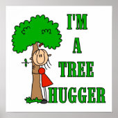 Strichmännchen Tree Hugger T - Shirt und Geschenke Poster (Vorne)