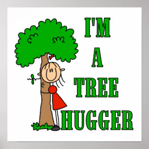 Strichmännchen Tree Hugger T - Shirt und Geschenke Poster