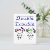 Strichmännchen Twin Girls Postkarte (Stehend Vorderseite)