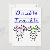 Strichmännchen Twin Girls Postkarte (Vorne/Hinten)