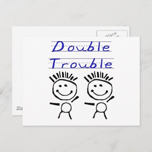 Strichmännchen Twins Postkarte (Vorne/Hinten)