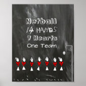 Strichmännchen und Zitate für Netball-Team Poster (Vorne)