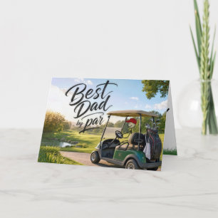 Strichmännchen-Vater Golfer in einem Golfwagen Karte