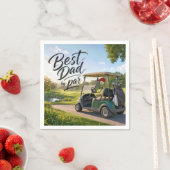 Strichmännchen-Vater Golfer in einem Golfwagen Serviette (Beispiel)