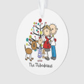 Strichmännchen Vater, Mama, Mädchen, Hunde Acrylsc Ornament (Vorderseite)