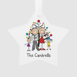 Strichmännchen Vater, Mama, Mädchen, Junge Akrylve Ornament