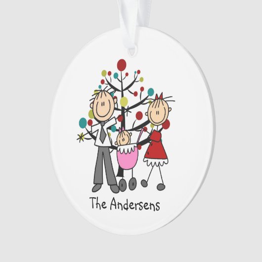 Strichmännchen-Vater, Mama, Ornament (Vorderseite)