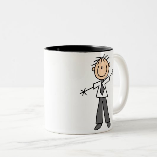 Strichmännchen-Vater-Tasse Zweifarbige Tasse (VorderseiteRechts)