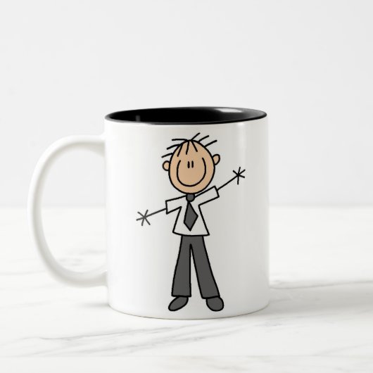 Strichmännchen-Vater-Tasse Zweifarbige Tasse (Links)