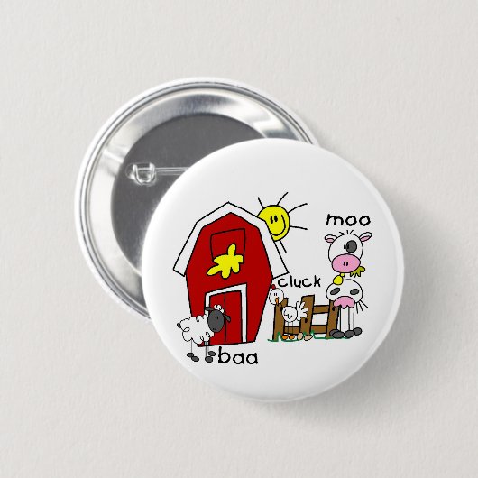 Strichmännchen-Vieh-T-Shirts und Geschenke Button (Vorne & Hinten)