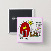 Strichmännchen-Vieh-T-Shirts und Geschenke Button (Vorne & Hinten)