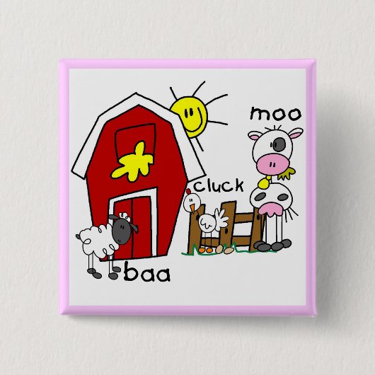 Strichmännchen-Vieh-T-Shirts und Geschenke Button (Vorderseite)