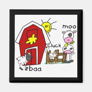 Strichmännchen-Vieh-T-Shirts und Geschenke Magnet