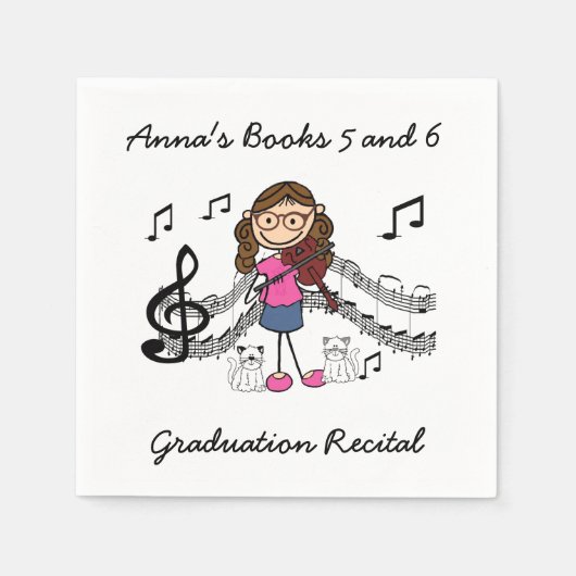 Strichmännchen Violin Player Paper Napkins Serviette (Vorderseite)