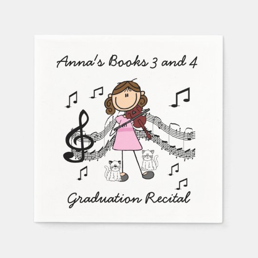 Strichmännchen Violin Player Paper Napkins Serviette (Vorderseite)