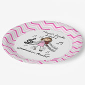 Strichmännchen-Violinen-Spieler-Zickzack Pappteller (Schrägansicht)