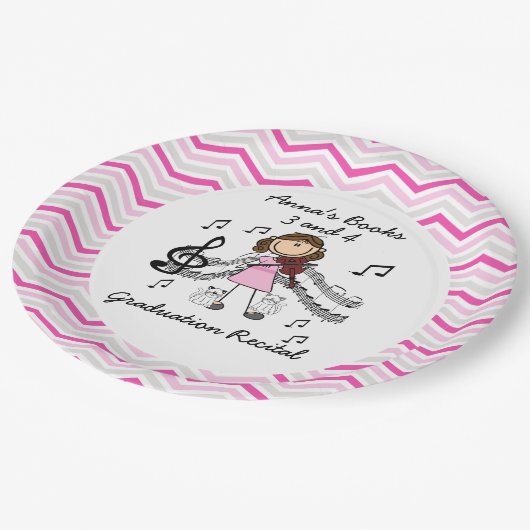 Strichmännchen-Violinen-Spieler-Zickzack Pappteller (Schrägansicht)