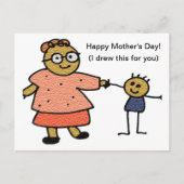 Strichmännchen von Mutter und Kind zum Muttertag Postkarte (Vorderseite)