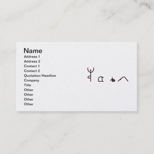 Strichmännchen von Yoga-Posen, die YOGA schreiben. Visitenkarte (Vorderseite)
