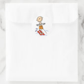 Strichmännchen Wasserski - Schirme und Geschenke Runder Aufkleber (Tasche)