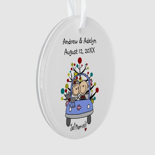 Strichmännchen Wedding Couple Cat Akrylornament Ornament (Vorderseite)